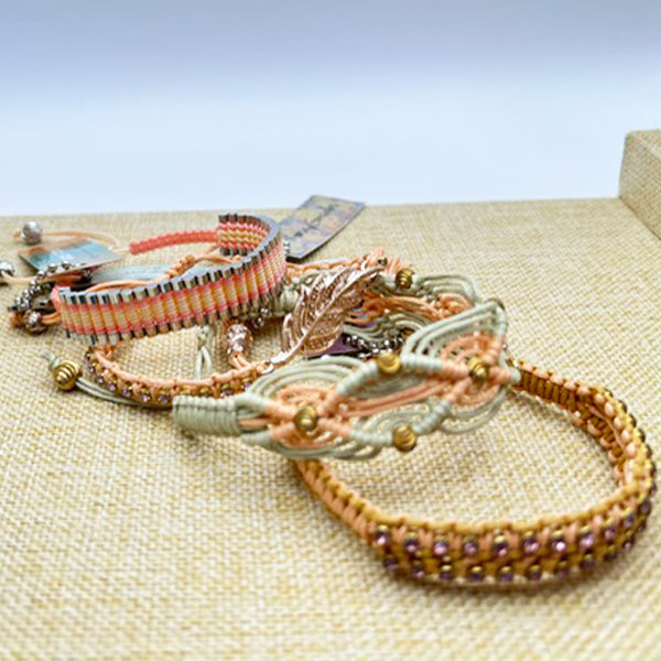 Rose Gonzales Peach Serenity Pink Sand Collection Set of 4 Woven Bracelets