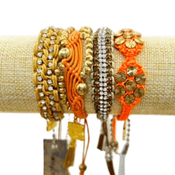 Rose Gonzales Pumpkin Spice Orange & Brown Collection Set of 4 Woven Bracelets