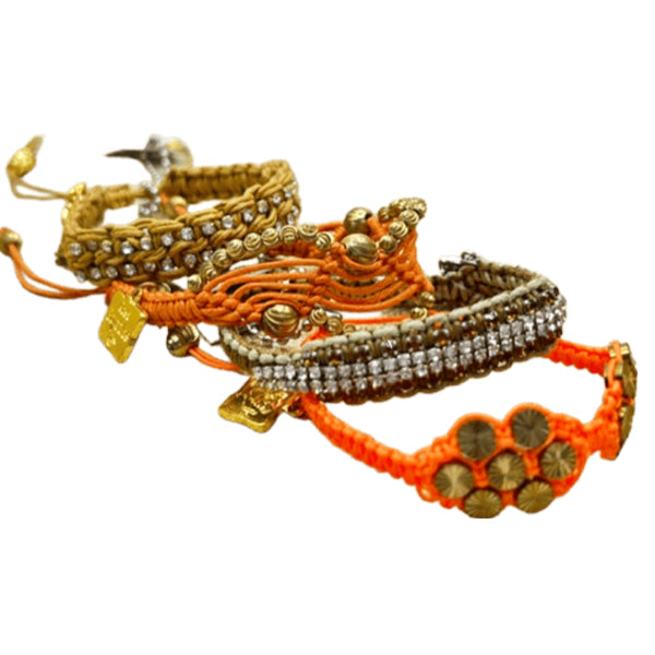 Rose Gonzales Pumpkin Spice Orange & Brown Collection Set of 4 Woven Bracelets