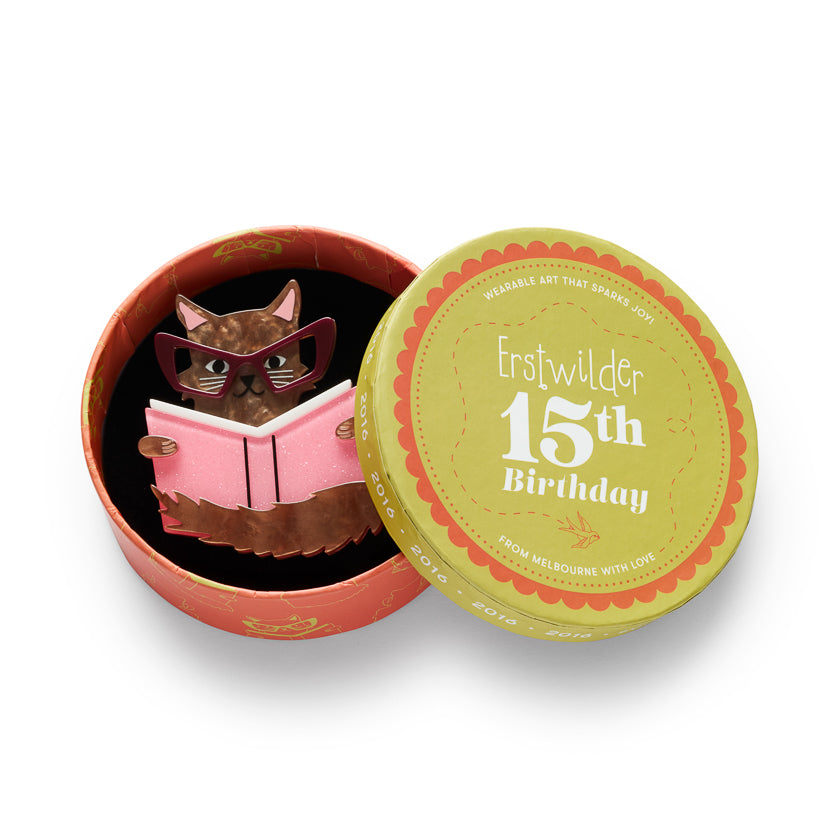 Erstwilder Puss in Books Kitty Cat Brooch ~15th Birthday Fan Favorites Collection~
