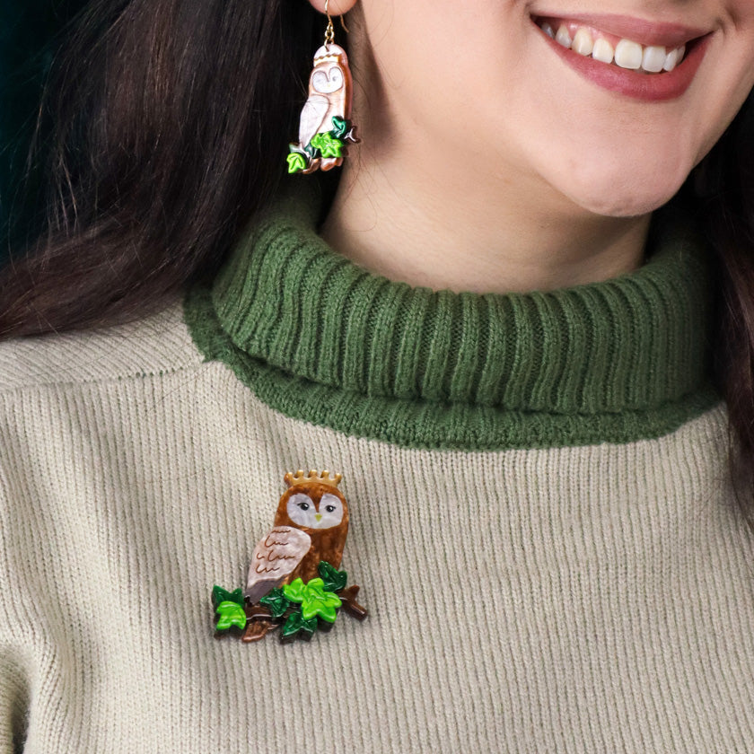 Erstwilder x Fleur Harris Regal Woodland Owl Brooch Designed in Melbourne
