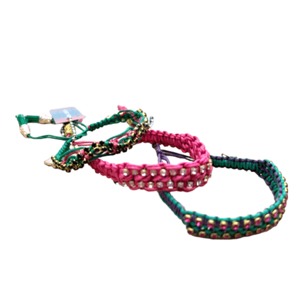 Rose Gonzales Rosewood Meadow Pink & Green Collection Set of 3 Woven Bracelets