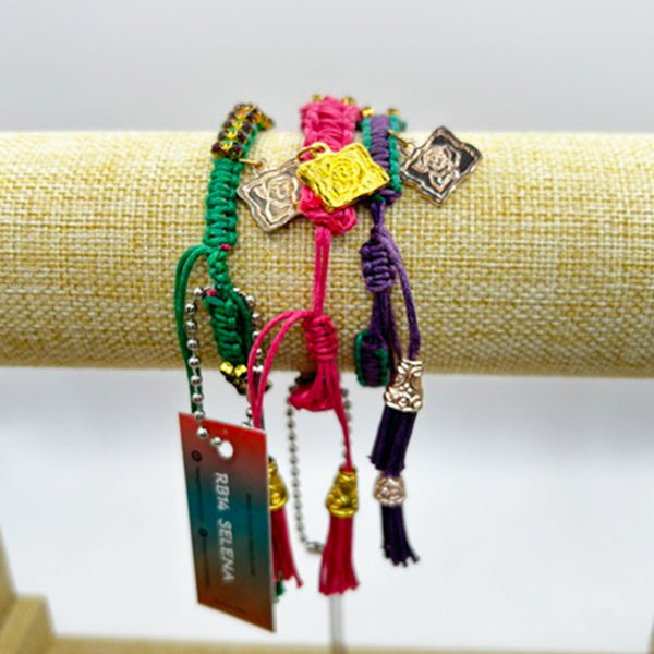 Rose Gonzales Rosewood Meadow Pink & Green Collection Set of 3 Woven Bracelets