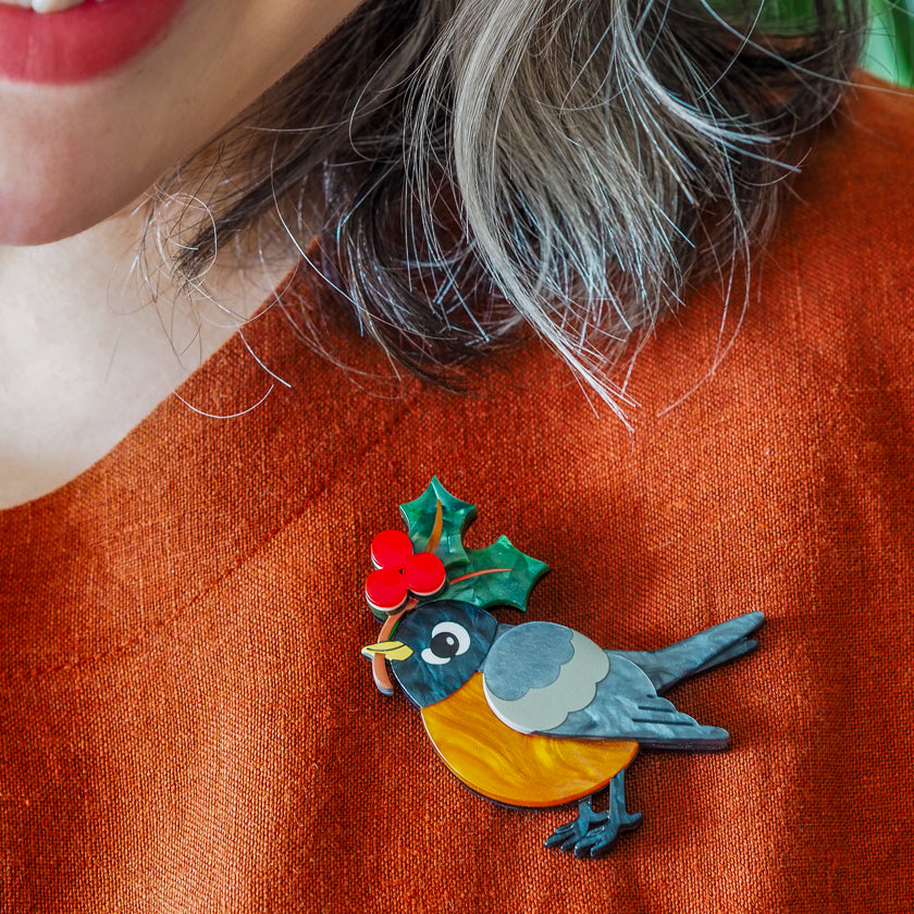 Erstwilder Ruby the Robin Brooch ~Merry Menagerie Collection~