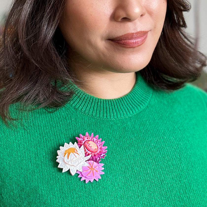 Erstwilder Strawflowers Floral Brooch ~Australiana 2025 Collection~