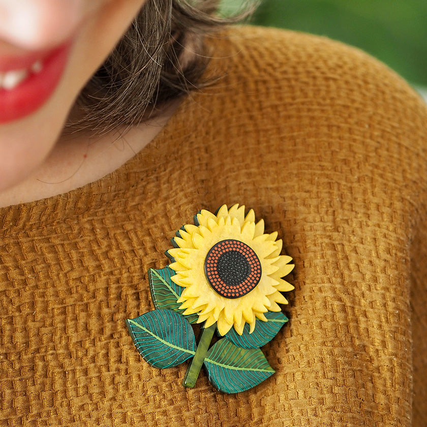 Erstwilder x Jocelyn Proust Sunshine and Smiles Sunflower Brooch with Gift Box