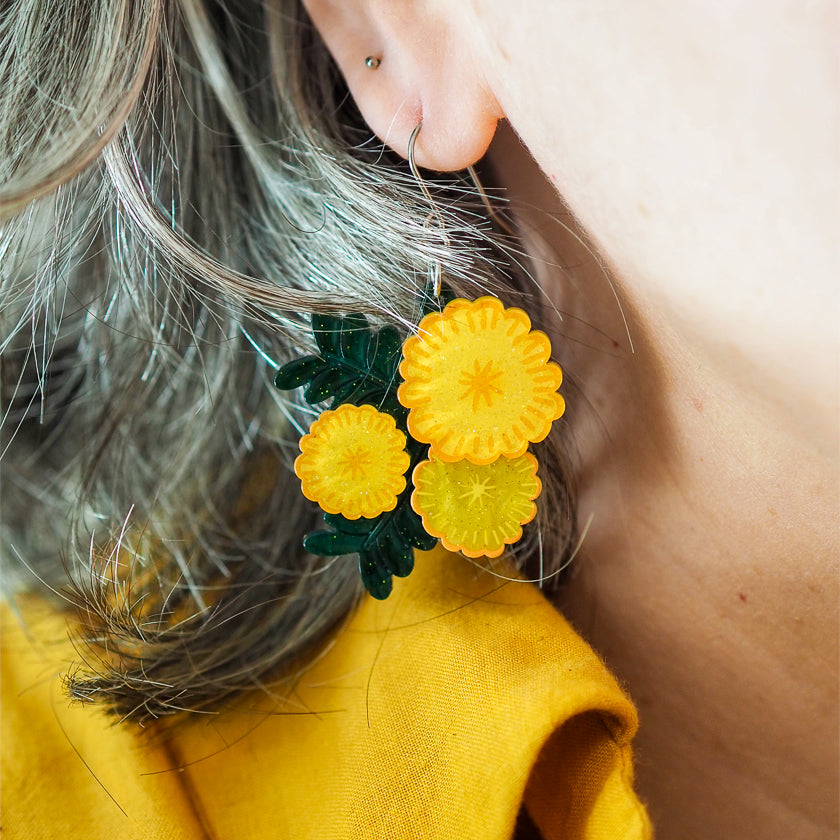 Erstwilder x Royal Botanic Gardens Victoria Sunshine Wattle Flower Drop Earrings ~2026 Collection~