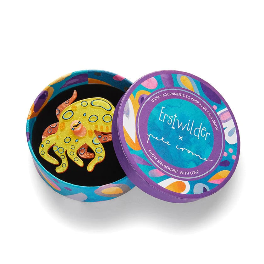 Erstwilder "The Busy Blue-Ringed Octopus" Brooch with Gift Box ~Designed in Melbourne~