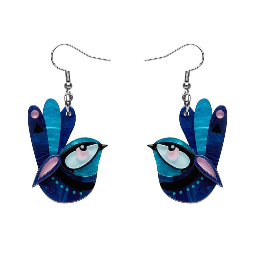 Erstwilder "The Splendid Fairy Wren" Bird Pierced Earrings with Gift Box