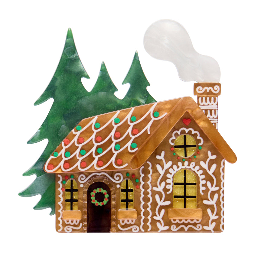Erstwilder The Sweetest Cabin Gingerbread House Brooch ~Merry Menagerie Collection~