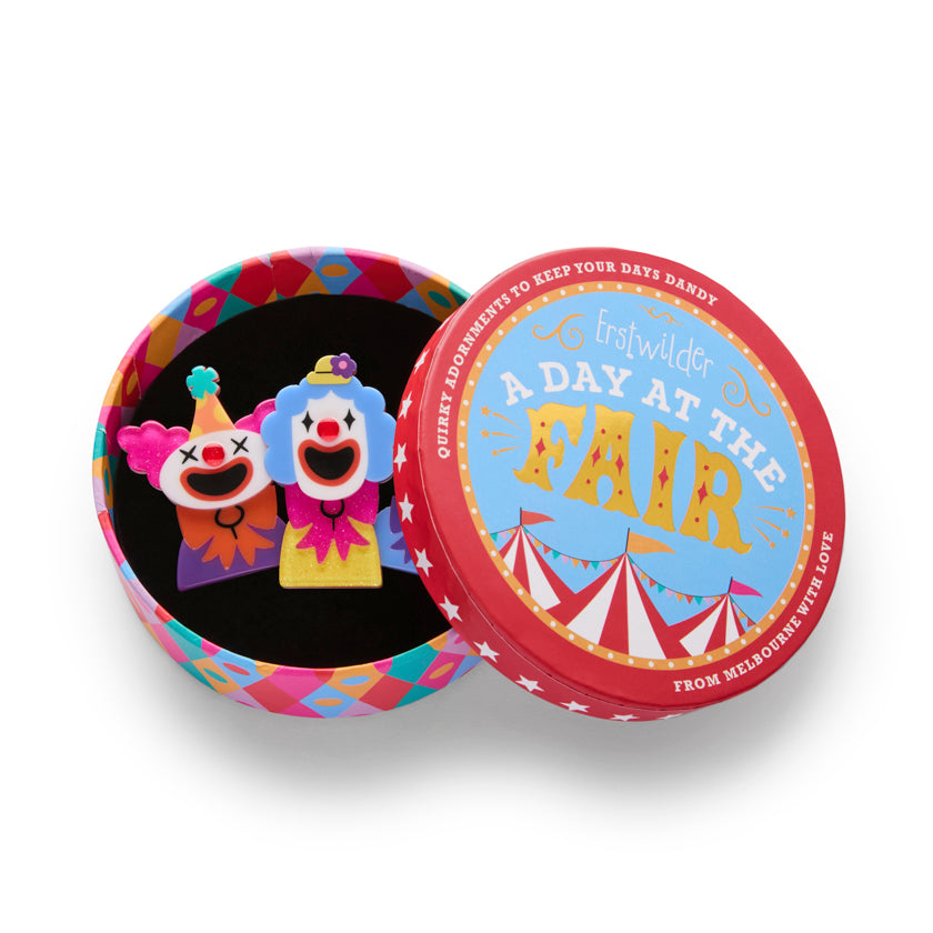 Erstwilder The Laughing Clowns Brooch with Gift Box  ~A Day At The Fair~