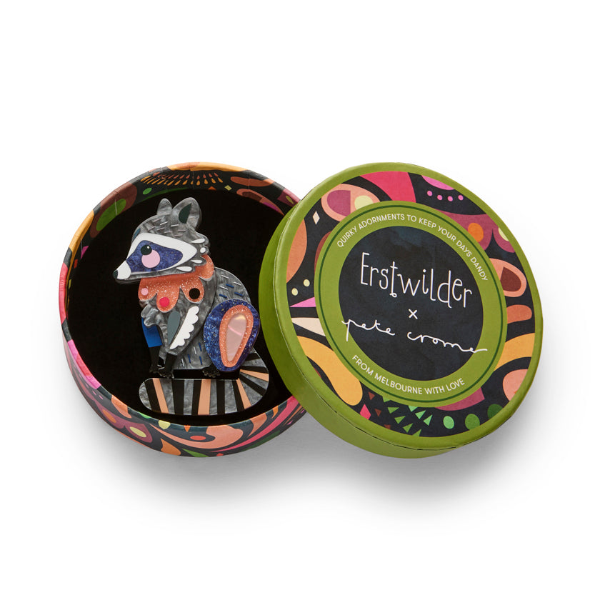 Erstwilder x Pete Cromer The Resourceful Raccoon Brooch ~North America Collection~