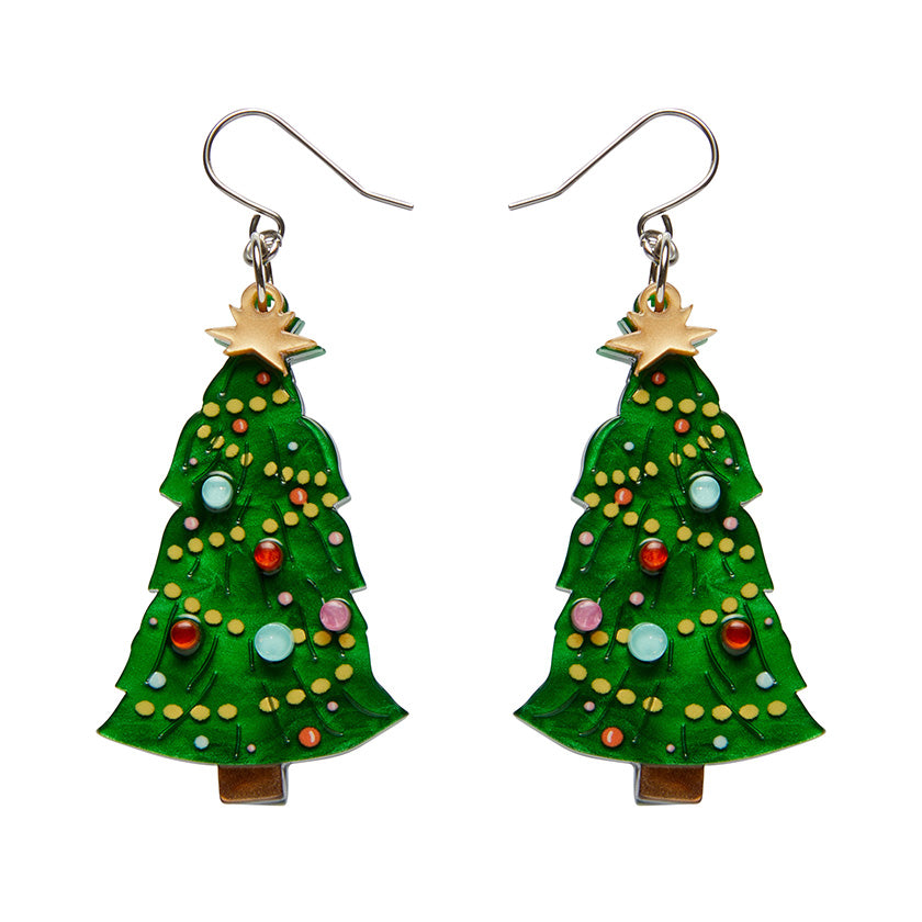 Erstwilder Topped with Tinsel Christmas Tree Drop Pierced Earrings ~Merry Kitschmas Collection~