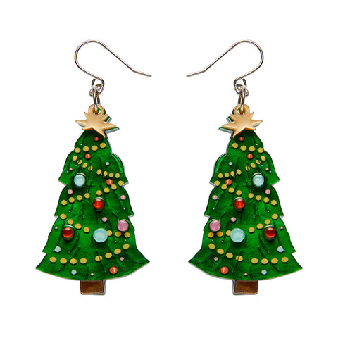 Erstwilder Topped with Tinsel Christmas Tree Drop Pierced Earrings ~Merry Kitschmas Collection~