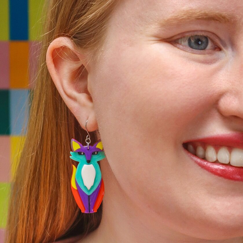 Erstwilder "Varuka Fox" Drop Pierced Earrings with Gift Box