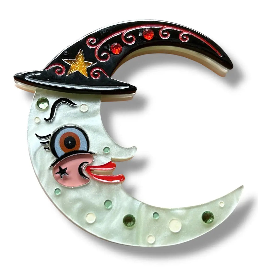 Johanna Parker x Lipstick & Chrome Witchy Crescent Moonhilda Brooch