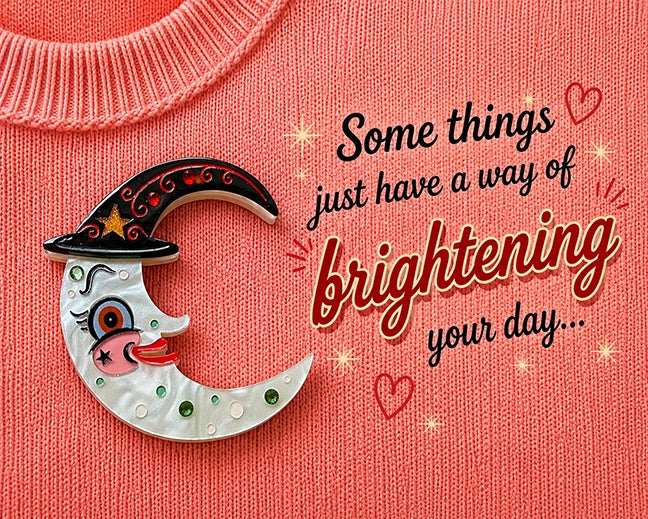 Johanna Parker x Lipstick & Chrome Witchy Crescent Moonhilda Brooch