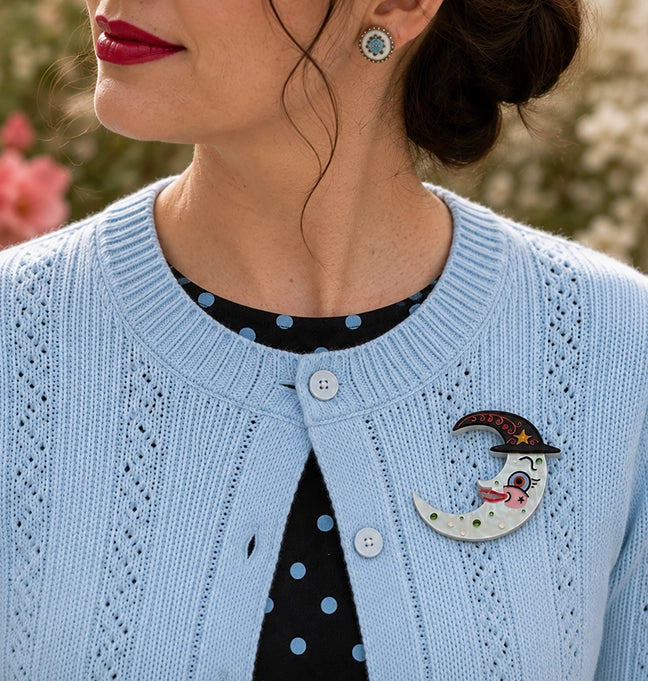 Johanna Parker x Lipstick & Chrome Witchy Crescent Moonhilda Brooch