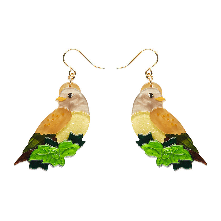 Erstwilder x Fleur Harris Wondrous Warbler Bird Drop Pierced Earrings ~Designed in Melbourne~