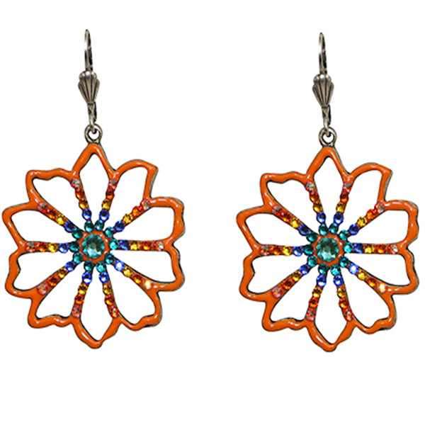 Anne Koplik Tangerine Flower Art Nouveau-Style Leverback Earrings - Belle Fleur Boutique