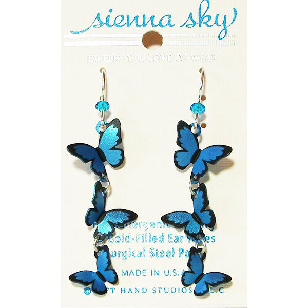 Sienna Sky Blue Morpho Butterflies Pierced Earrings - Belle Fleur Boutique
