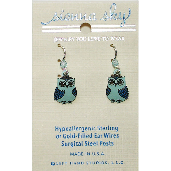 Sienna Sky Blue Owl Pierced Earrings - Belle Fleur Boutique