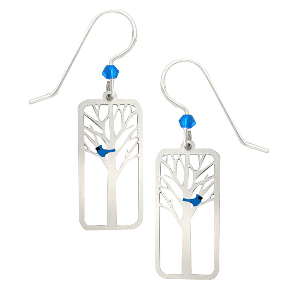Sienna Sky Bluebird in a Birch Tree Pierced Earrings - Belle Fleur Boutique