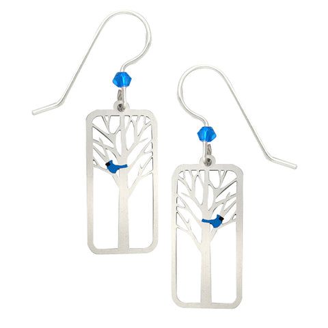 Sienna Sky Bluebird in a Birch Tree Pierced Earrings - Belle Fleur Boutique