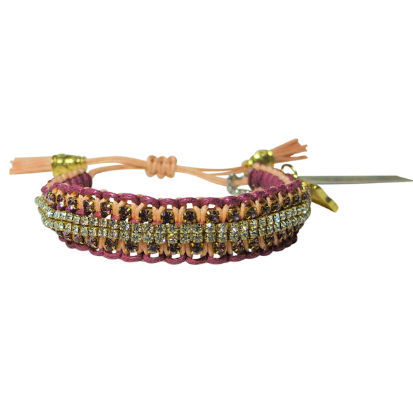 Rose Gonzales "Vanessa" Boheme Collection Woven Bracelet in Burgundy & Peach - Belle Fleur Boutique