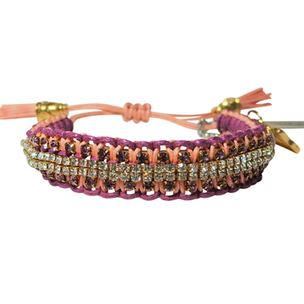 Rose Gonzales "Vanessa" Boheme Collection Woven Bracelet in Burgundy & Peach - Belle Fleur Boutique