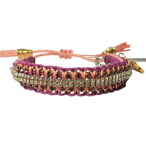 Rose Gonzales "Vanessa" Boheme Collection Woven Bracelet in Burgundy & Peach - Belle Fleur Boutique