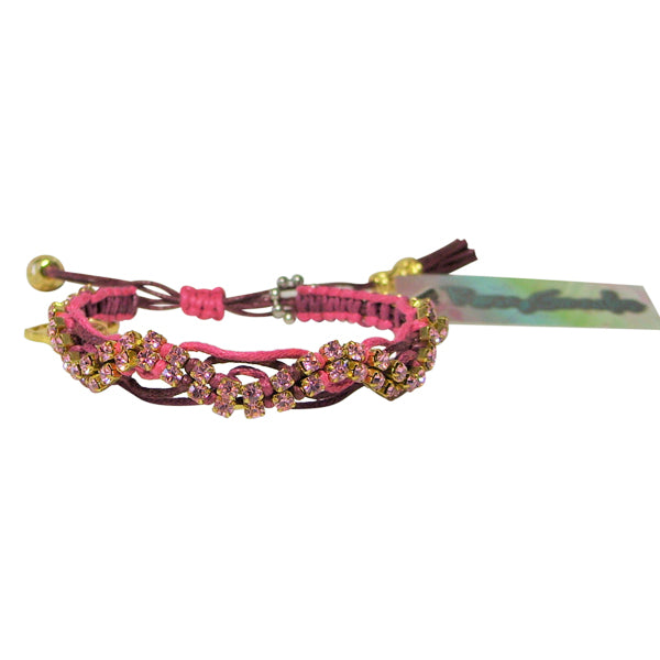 Rose Gonzales "Selena" Boheme Collection Woven Bracelet in Burgundy, Watermelon & Pink - Belle Fleur Boutique