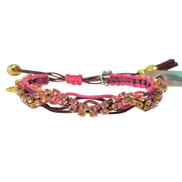 Rose Gonzales "Selena" Boheme Collection Woven Bracelet in Burgundy, Watermelon & Pink - Belle Fleur Boutique