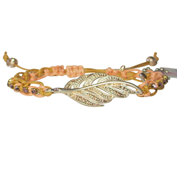Rose Gonzales "Trina" Boheme Collection Woven Bracelet in Goldenrod & Peach - Belle Fleur Boutique