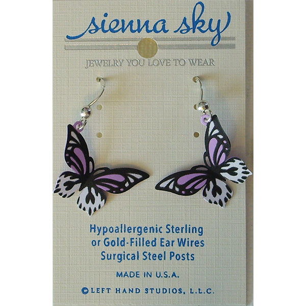 Sienna Sky Olivia's Butterfly Pierced Earrings (Violet, Black, & White) - Belle Fleur Boutique