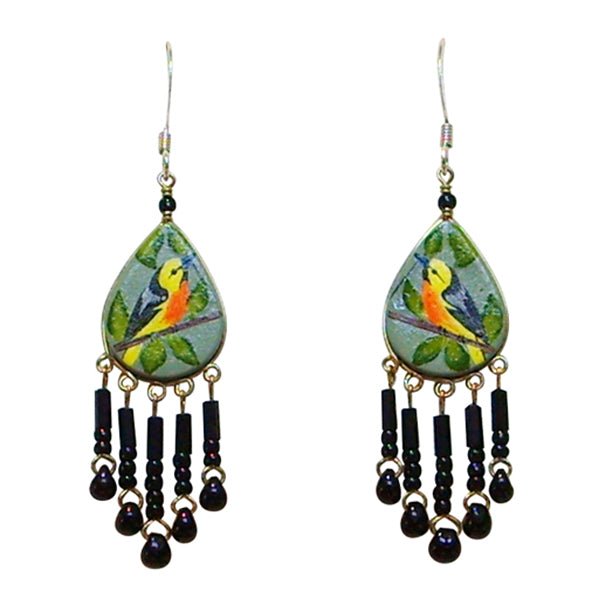 Wanderlust Bullock's Oriole Blackbird Pierced Earrings ~Handmade in Peru~ - Belle Fleur Boutique