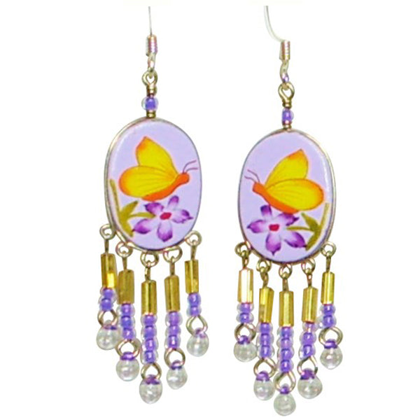 Wanderlust Butterfly Garden Pierced Earrings ~Handmade in Peru~ - Belle Fleur Boutique