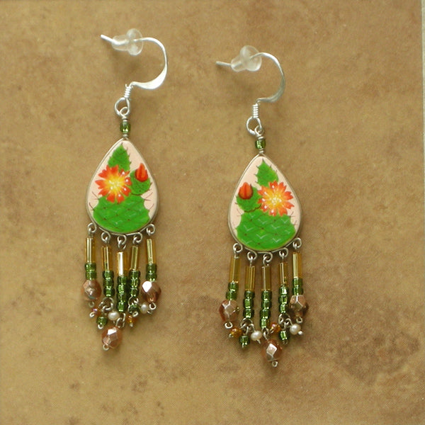 Wanderlust Cactus Flower Pierced Earrings ~Handmade in Peru~ - Belle Fleur Boutique