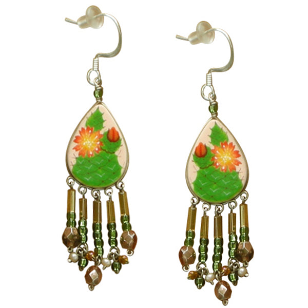 Wanderlust Cactus Flower Pierced Earrings ~Handmade in Peru~ - Belle Fleur Boutique