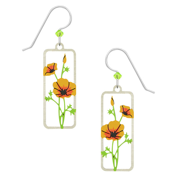 Sienna Sky California Poppies Rectangle Pierced Earrings - Belle Fleur Boutique