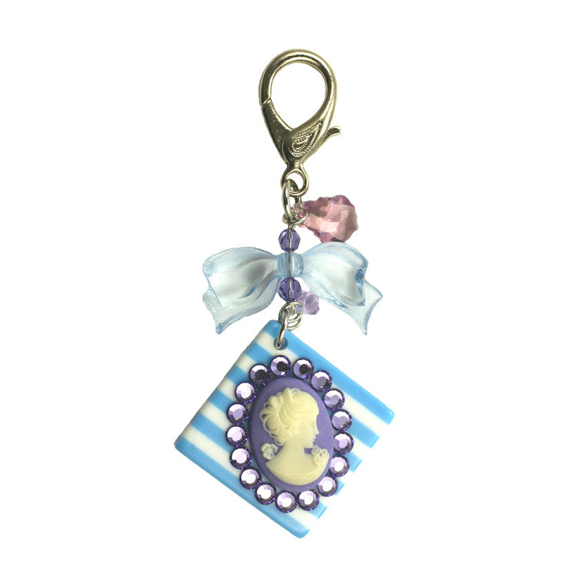 Tarina Tarantino Candy Cameo & Bow Handbag Charm Clip (Blue) - Belle Fleur Boutique
