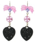 Tarina Tarantino Candy Cameo Lucite Heart Pierced Earrings (Black) - Belle Fleur Boutique