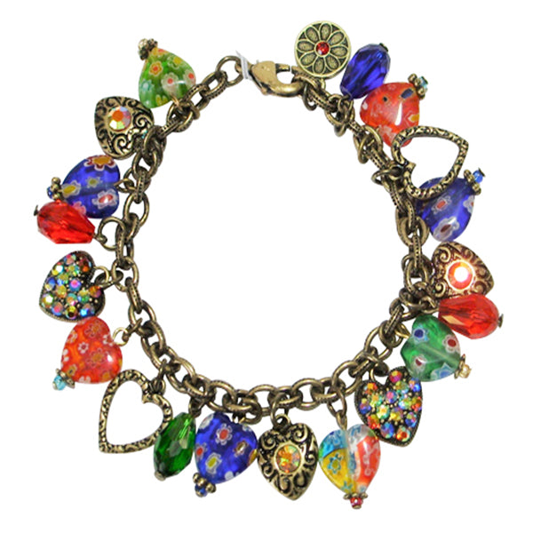 Sweet Romance Candy Glass Hearts Charm Bracelet - Belle Fleur Boutique