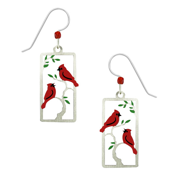 Sienna Sky Red Cardinal Birds in a Tree Pierced Earrings - Belle Fleur Boutique