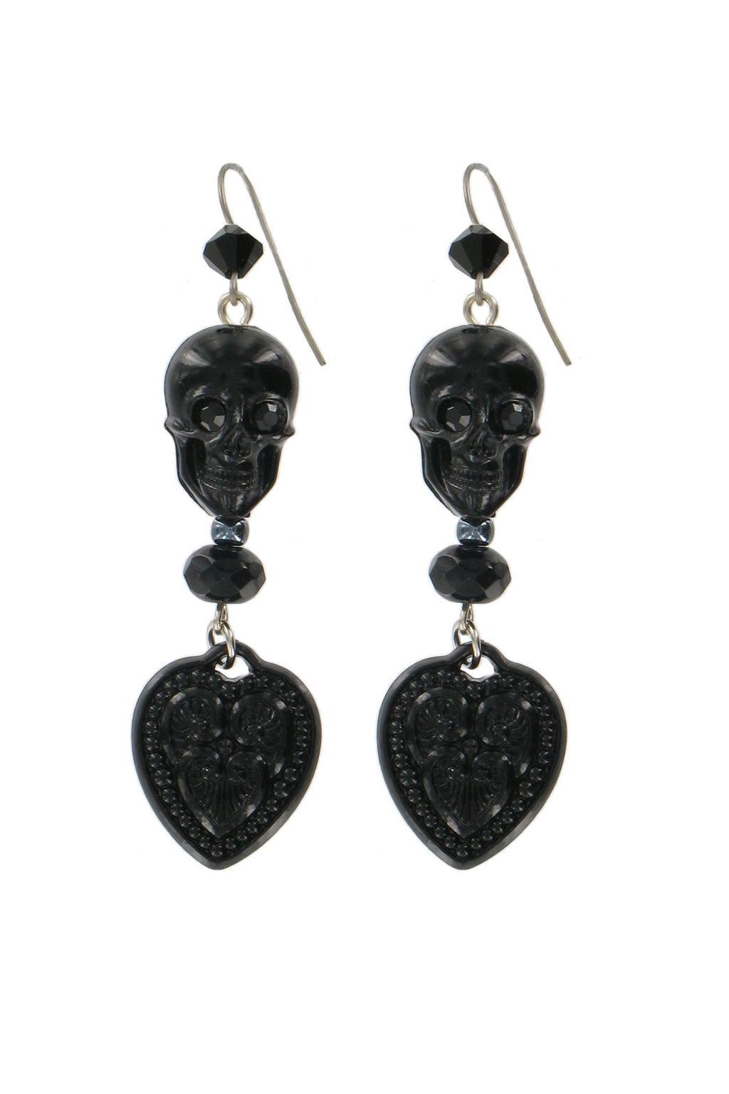 Tarina Tarantino Happy Together "Caterina" Sugar Skull Drop Earrings (Black) - Belle Fleur Boutique