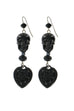 Tarina Tarantino Happy Together "Caterina" Sugar Skull Drop Earrings (Black) - Belle Fleur Boutique