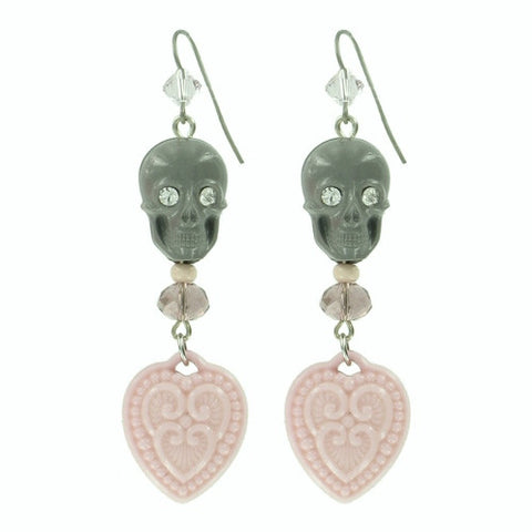 Tarina Tarantino Happy Together "Caterina" Sugar Skull Drop Earrings (Grey) - Belle Fleur Boutique