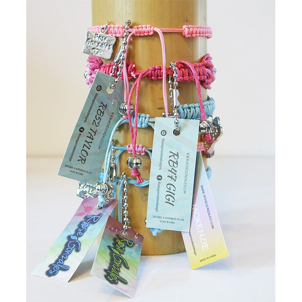 Rose Gonzales "Cotton Candy" Collection Set of 5 Woven Bracelets (Pink & Blue) - Belle Fleur Boutique