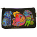 Laurel Burch Dogs & Doggies Canvas Cosmetic Bag Pouch Black & Multi-Colors - Belle Fleur Boutique