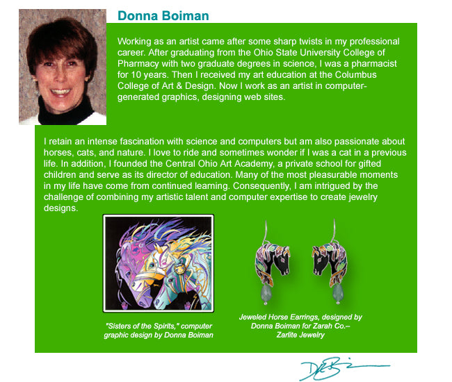 Zarah Zarlite Jeweled Black Horse Pierced Earrings - Belle Fleur Boutique